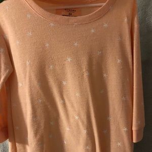 Vintage styled 3/4length sleeve peach star sweater